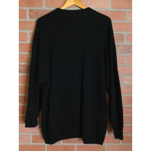 VTG Lady Angenie Women Sweater Lambswool Sequin Bead Embroidery Knit Black SZ 1X - Picture 4 of 6